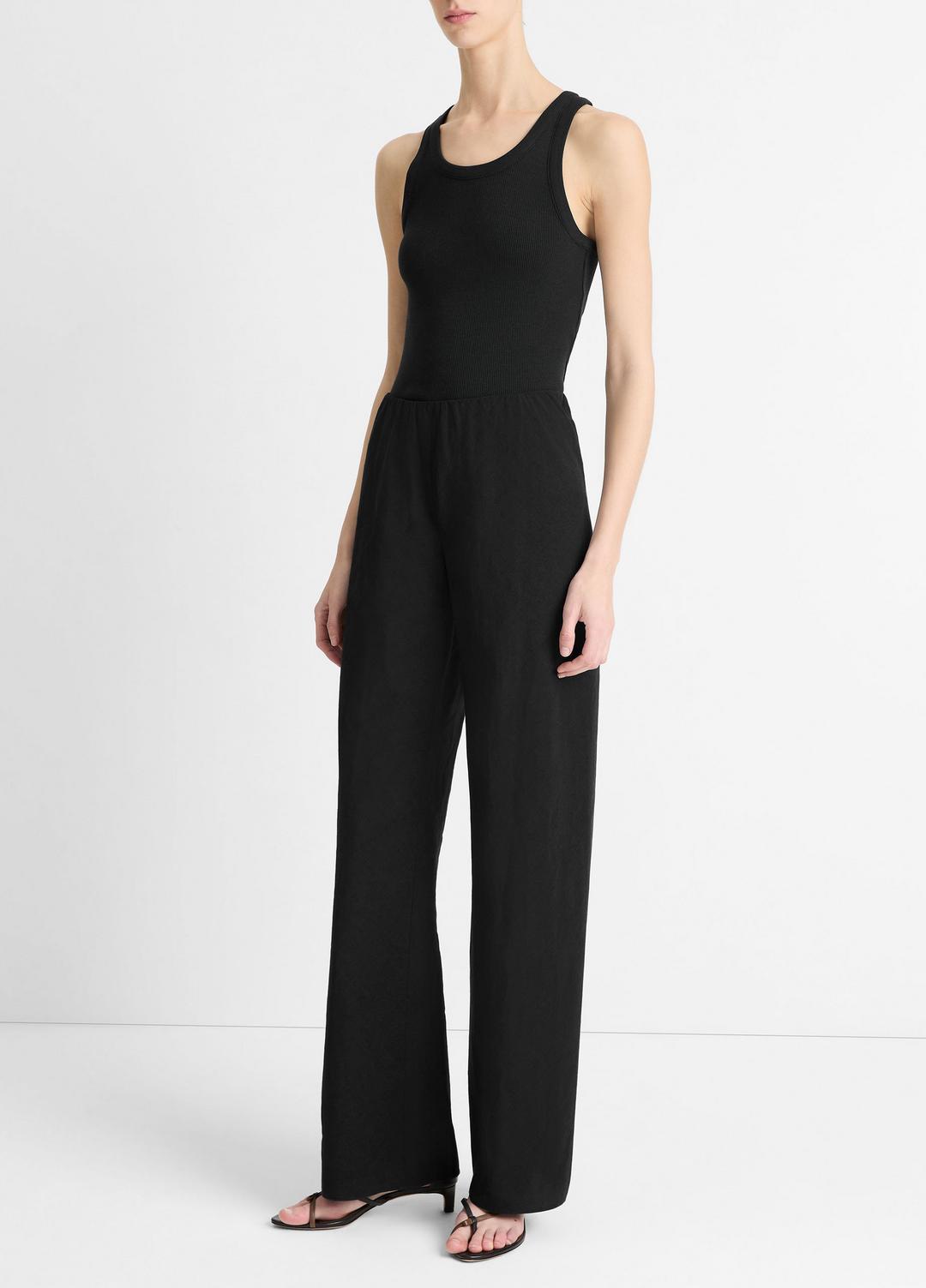 VINCE Women Cotton-Blend High-Waist Bias Pant in Trousers