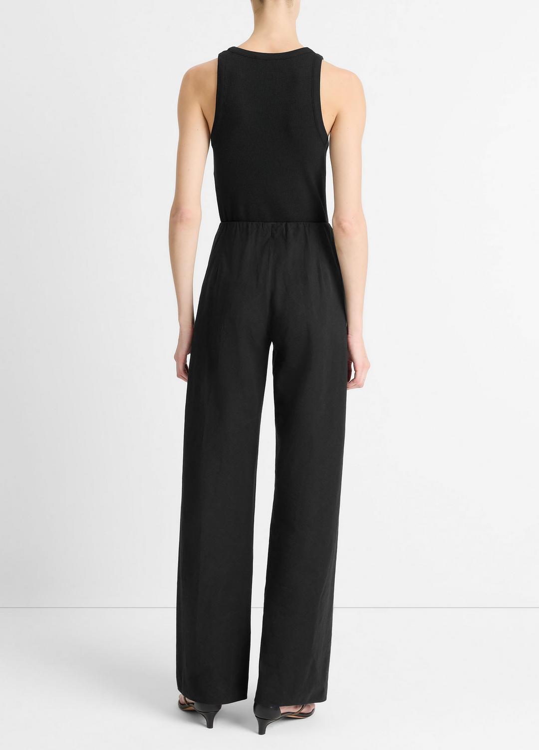VINCE Women Cotton-Blend High-Waist Bias Pant in Trousers