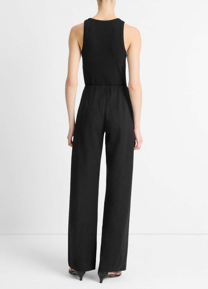 VINCE Women Cotton-Blend High-Waist Bias Pant in Trousers