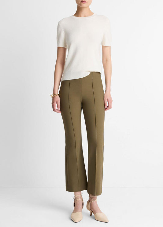 VINCE Women Niki Mid-Rise Pintuck Crop Flare Pant in Trousers
