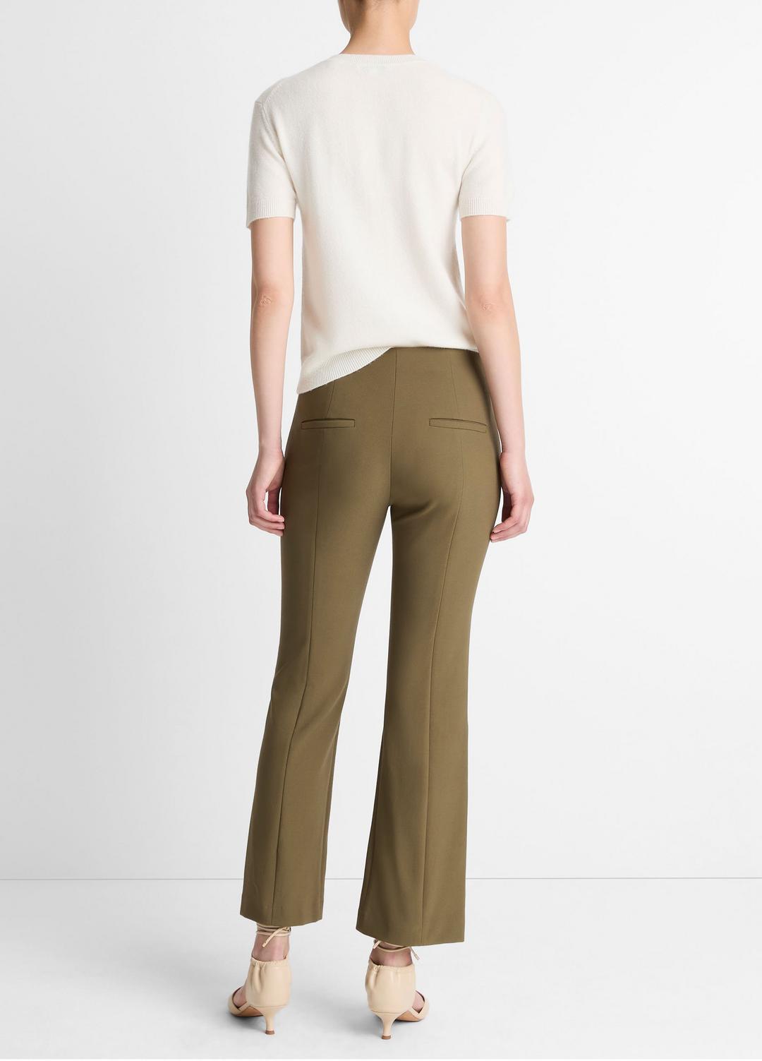 VINCE Women Niki Mid-Rise Pintuck Crop Flare Pant in Trousers