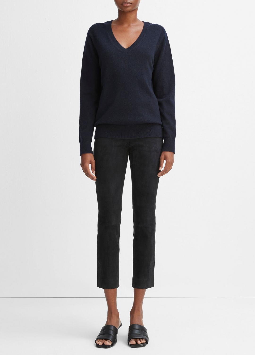 VINCE Women Stretch Suede Split Hem Crop Legging in Leggings