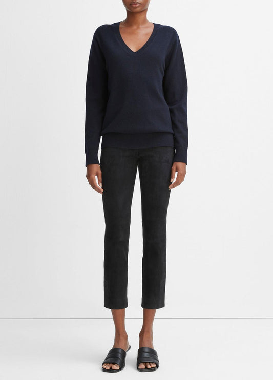VINCE Women Stretch Suede Split Hem Crop Legging in Leggings