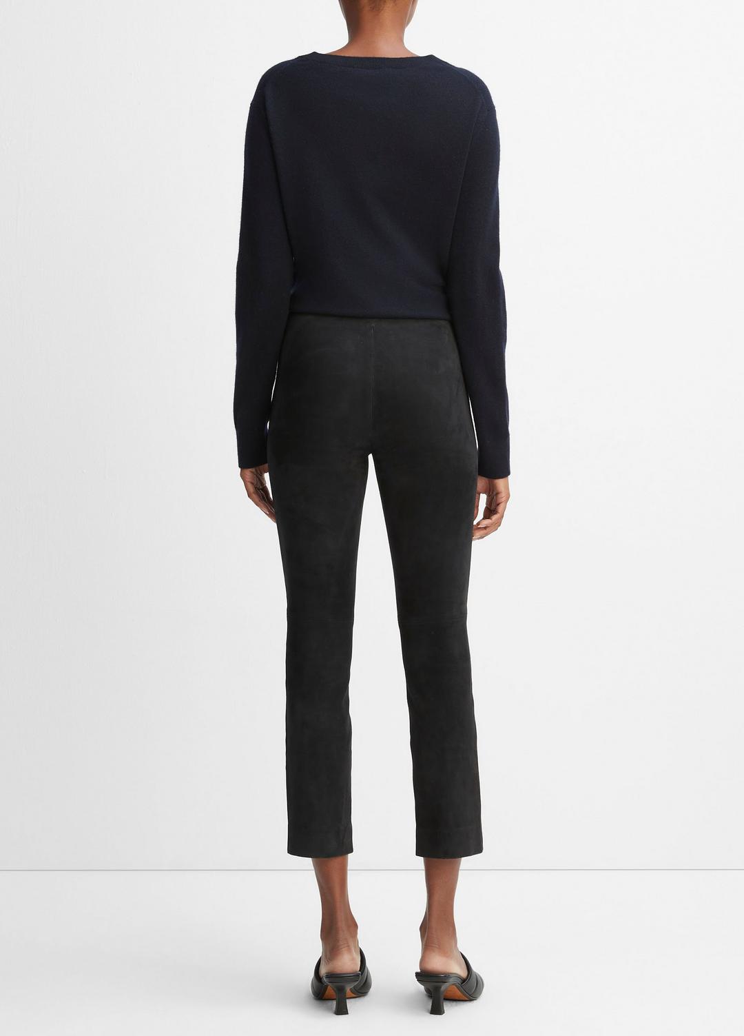 VINCE Women Stretch Suede Split Hem Crop Legging in Leggings