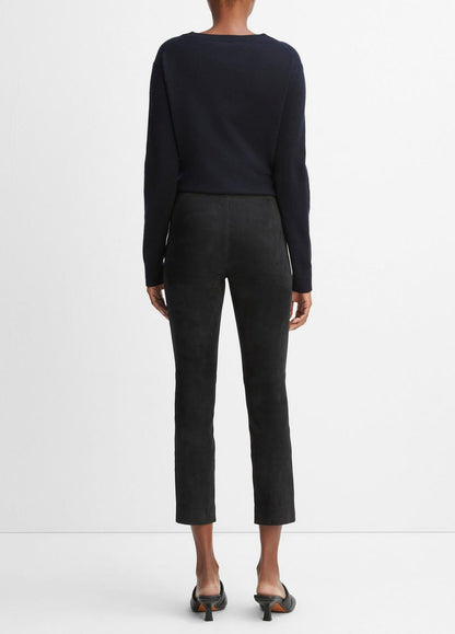 VINCE Women Stretch Suede Split Hem Crop Legging in Leggings