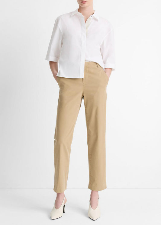 VINCE Women Avery Mid-Rise Italian Stretch-Cotton Chino Pant in Trousers