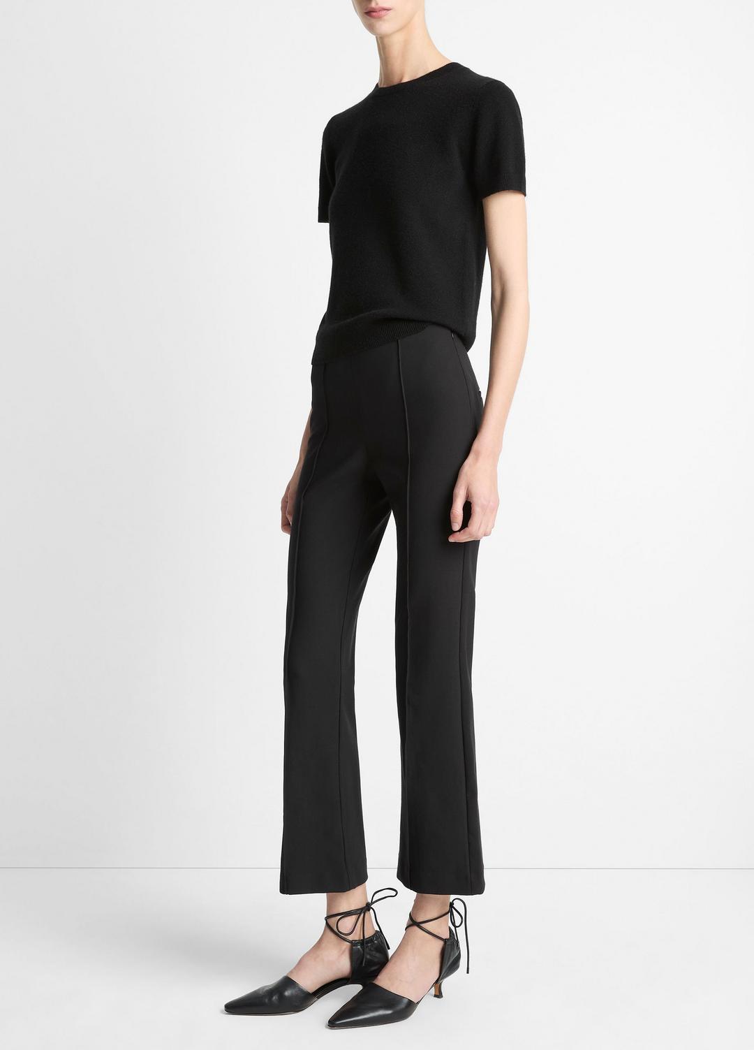 VINCE Women Niki Mid-Rise Pintuck Crop Flare Pant in Trousers