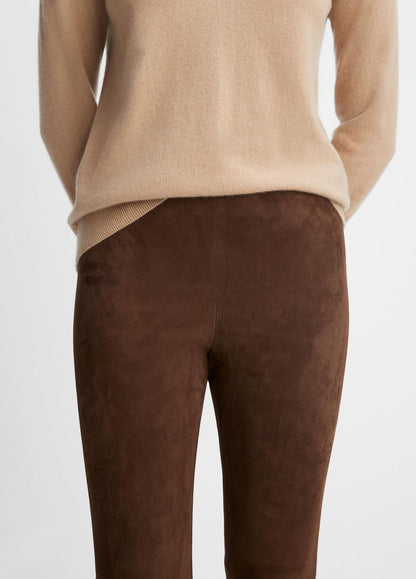 VINCE Women Stretch Suede Split Hem Crop Legging in Leggings