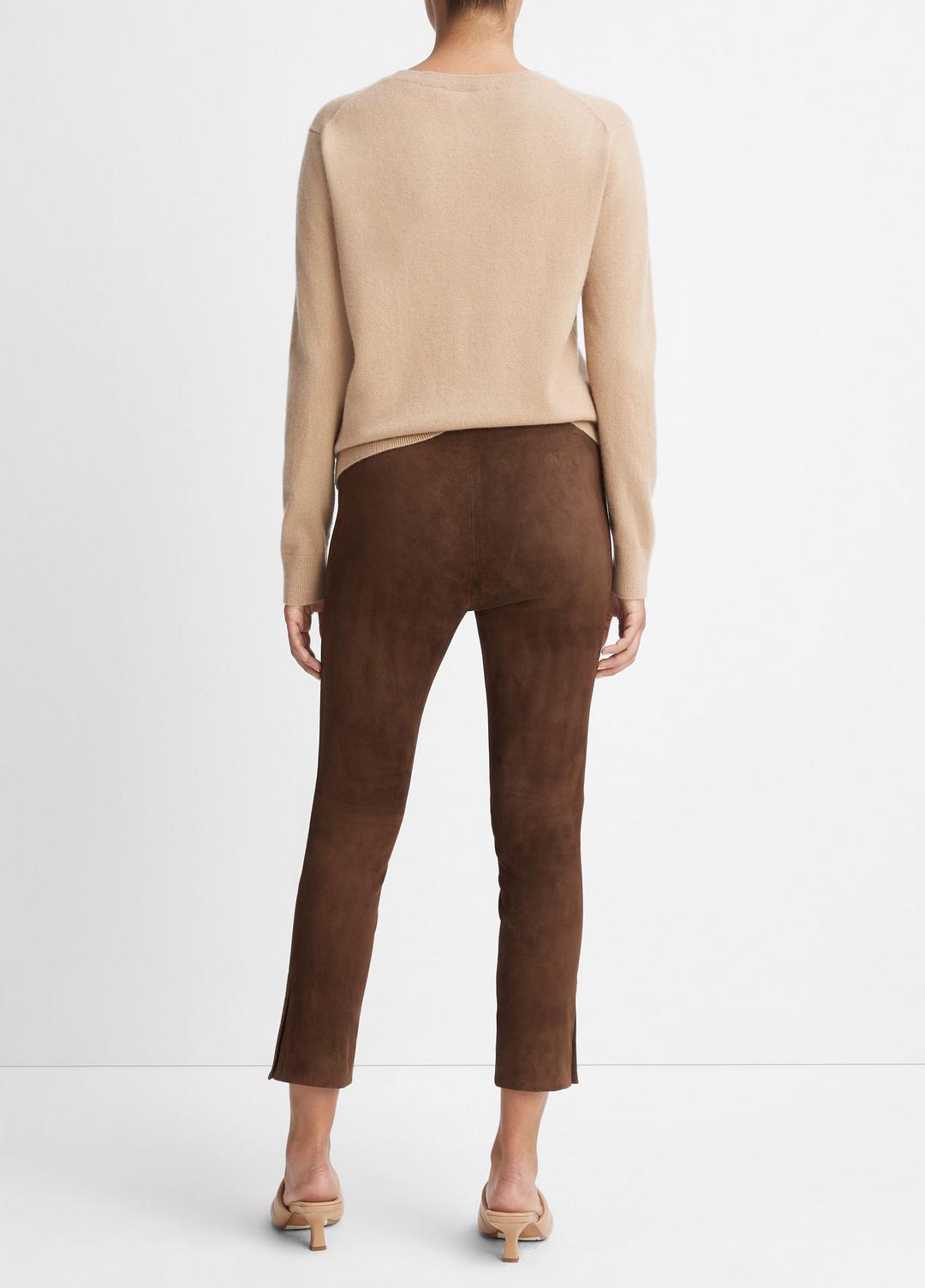 VINCE Women Stretch Suede Split Hem Crop Legging in Leggings