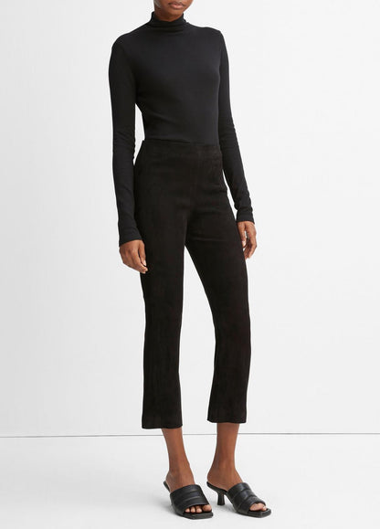 VINCE Women Stretch-Suede Cropped Flare Legging in Leggings