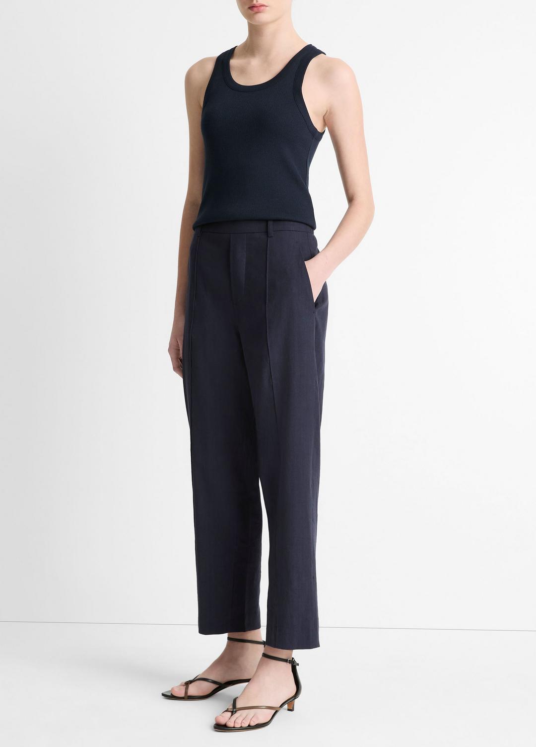 VINCE Women Grace Mid-Rise Linen-Blend Pull-On Pant in Trousers