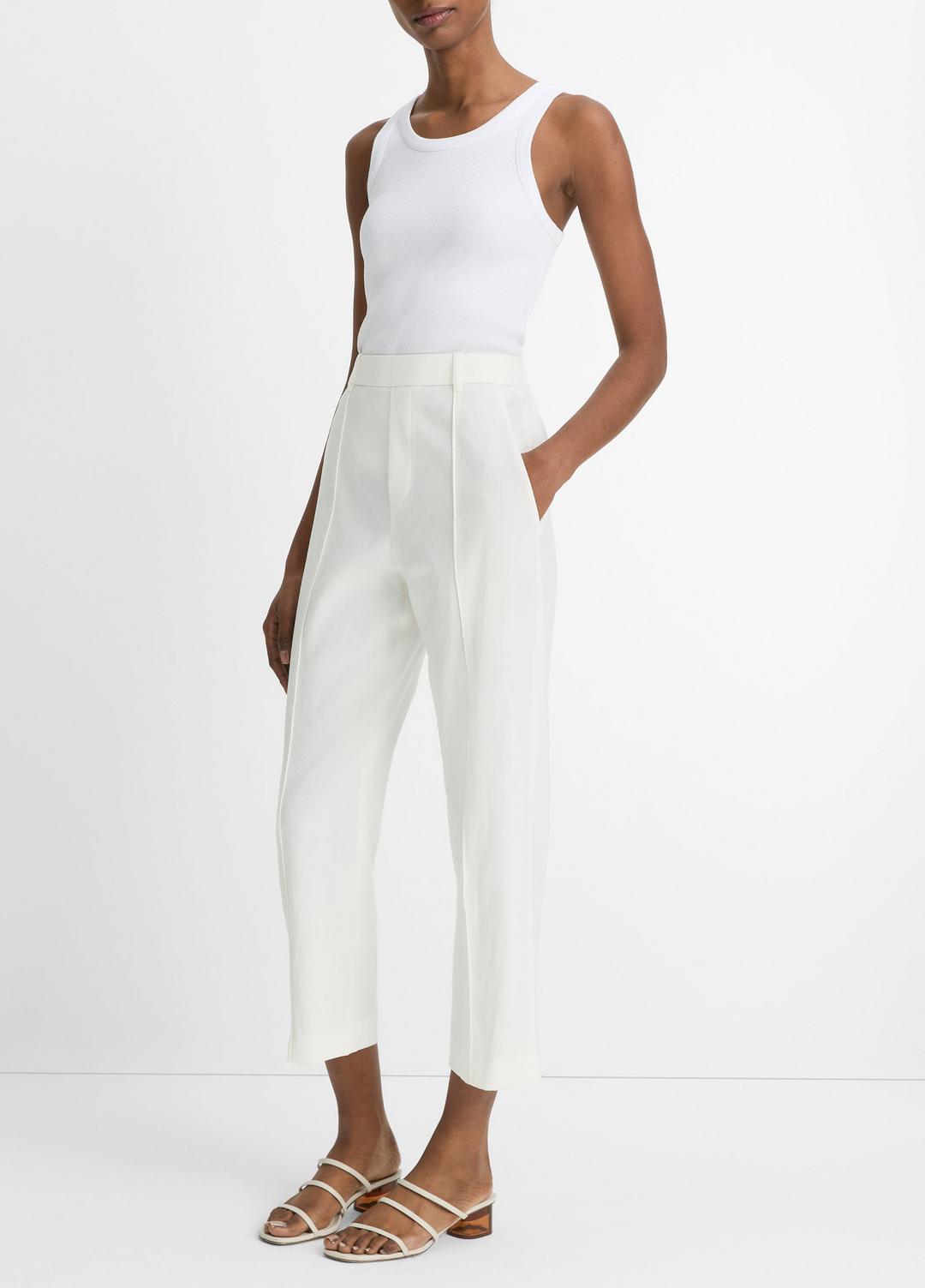 VINCE Women Grace Mid-Rise Linen-Blend Pull-On Pant in Trousers