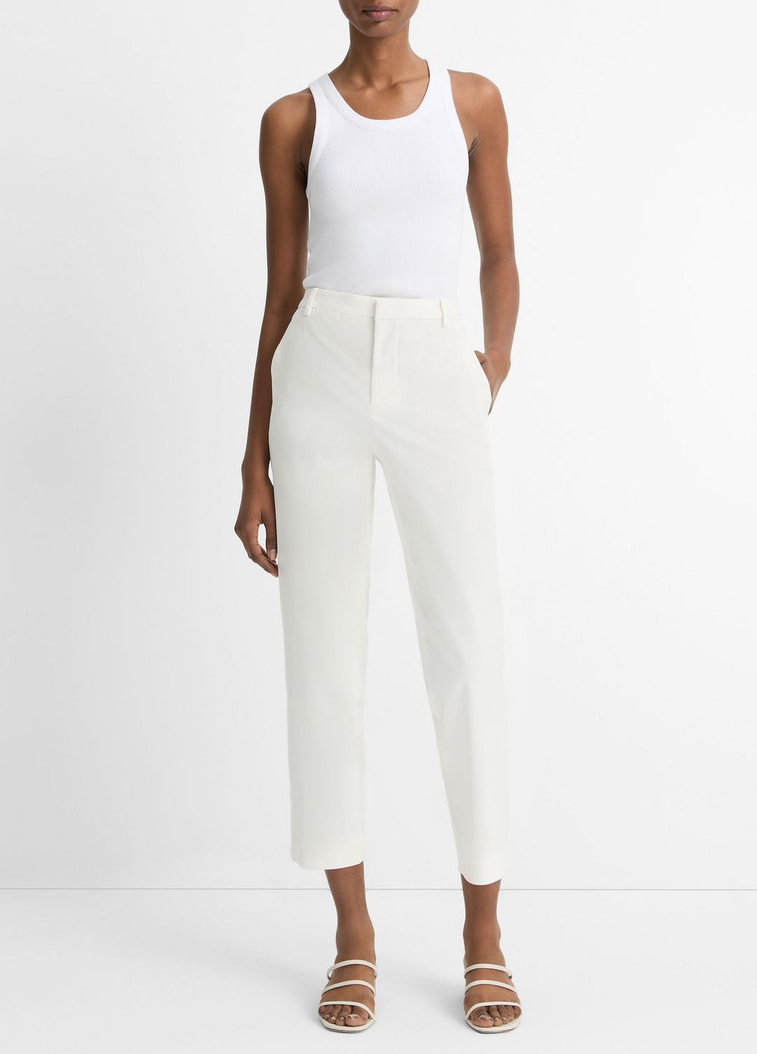 VINCE Women Avery Mid-Rise Italian Stretch-Cotton Chino Pant in Trousers