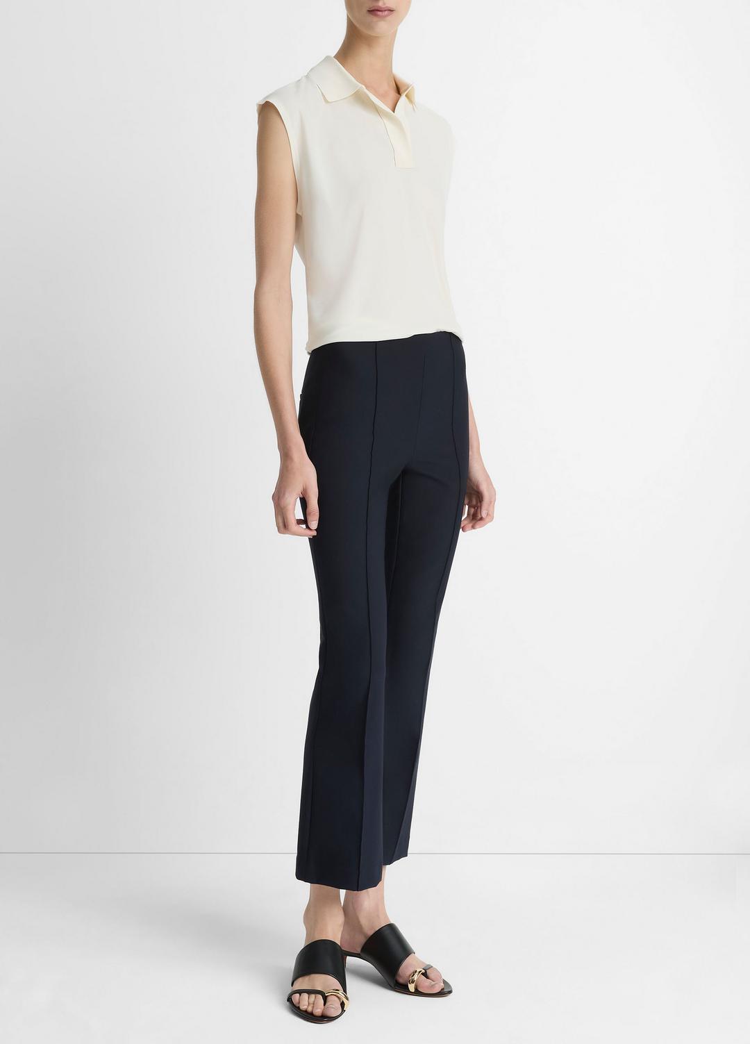 VINCE Women Niki Mid-Rise Pintuck Crop Flare Pant in Pants