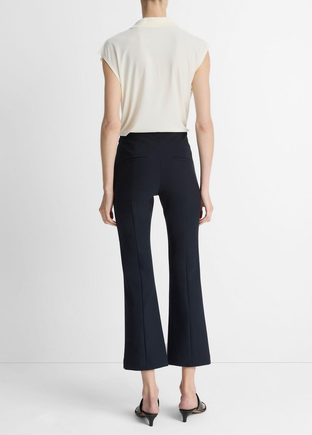 VINCE Women Niki Mid-Rise Pintuck Crop Flare Pant in Pants