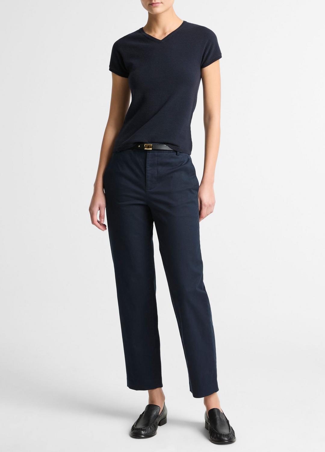 VINCE Women Avery Mid-Rise Italian Stretch-Cotton Chino Pant in Trousers