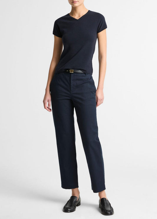 VINCE Women Avery Mid-Rise Italian Stretch-Cotton Chino Pant in Trousers