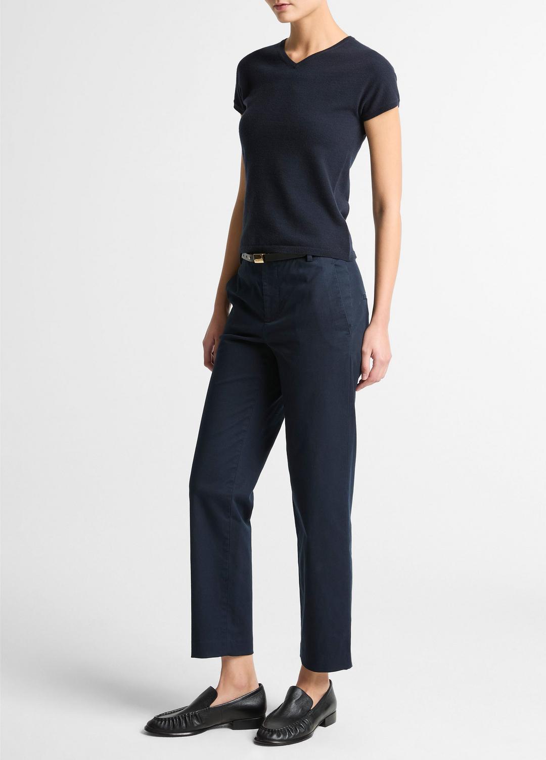 VINCE Women Avery Mid-Rise Italian Stretch-Cotton Chino Pant in Trousers