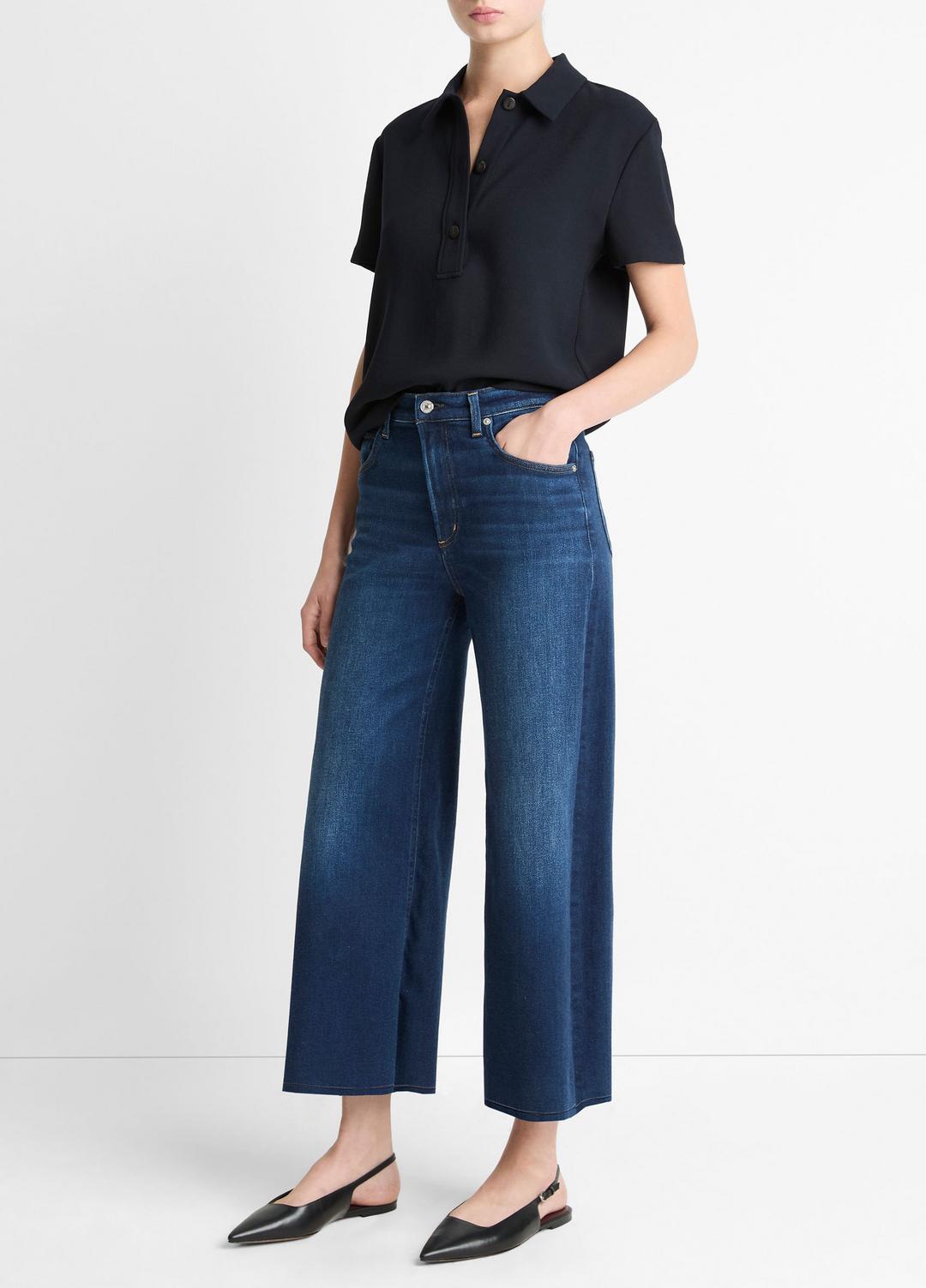 VINCE Women Citizens of Humanity Lyra Wide-Leg Crop Clean-Hem Jean in Denim
