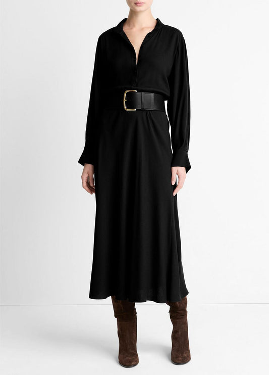 VINCE Women Crepe Collar-Stand Shirt Dress in Dresses