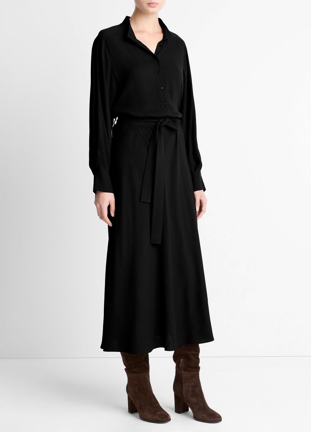 VINCE Women Crepe Collar-Stand Shirt Dress in Dresses