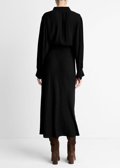 VINCE Women Crepe Collar-Stand Shirt Dress in Dresses