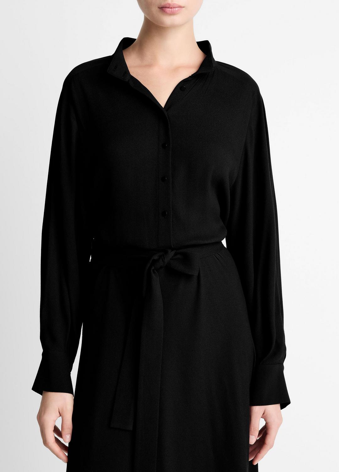 VINCE Women Crepe Collar-Stand Shirt Dress in Dresses