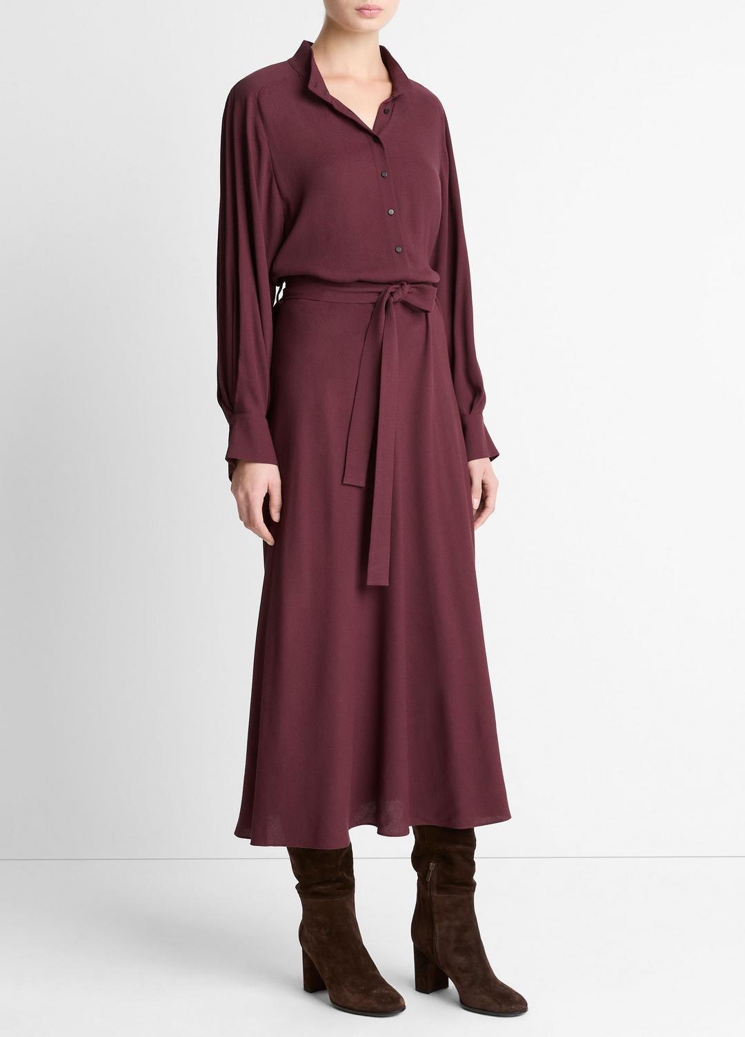 VINCE Women Crepe Collar-Stand Shirt Dress in Dresses