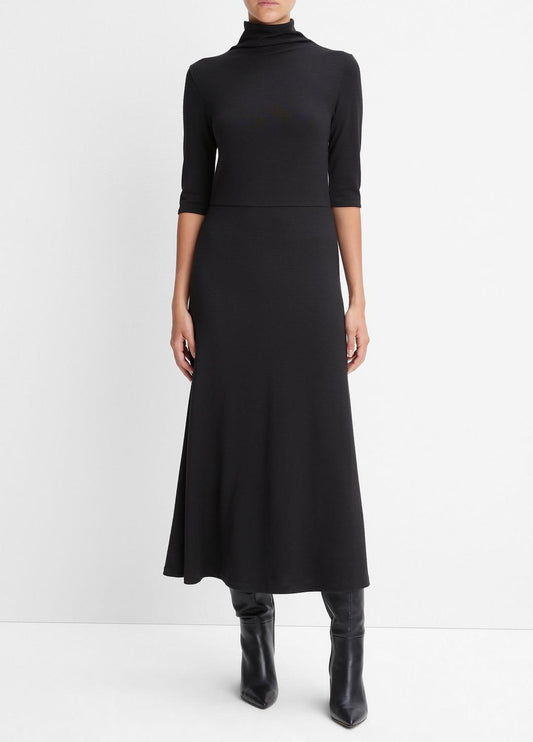 VINCE Women Elbow-Sleeve Turtleneck Dress in Dresses
