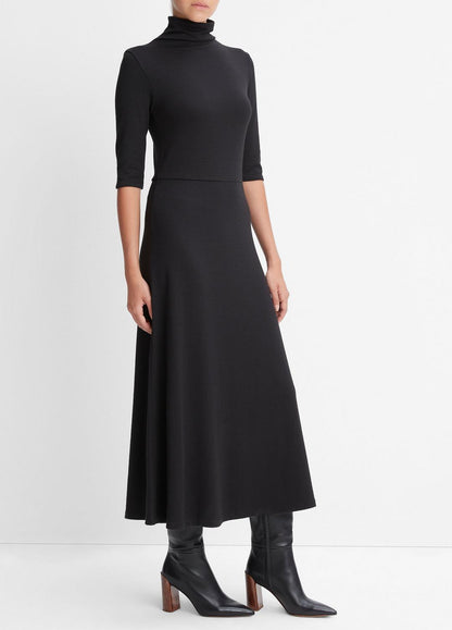 VINCE Women Elbow-Sleeve Turtleneck Dress in Dresses