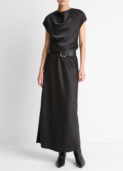 VINCE Women Draped Satin Cowl-Neck Dress in Dresses