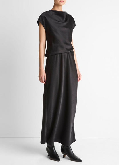 VINCE Women Draped Satin Cowl-Neck Dress in Dresses