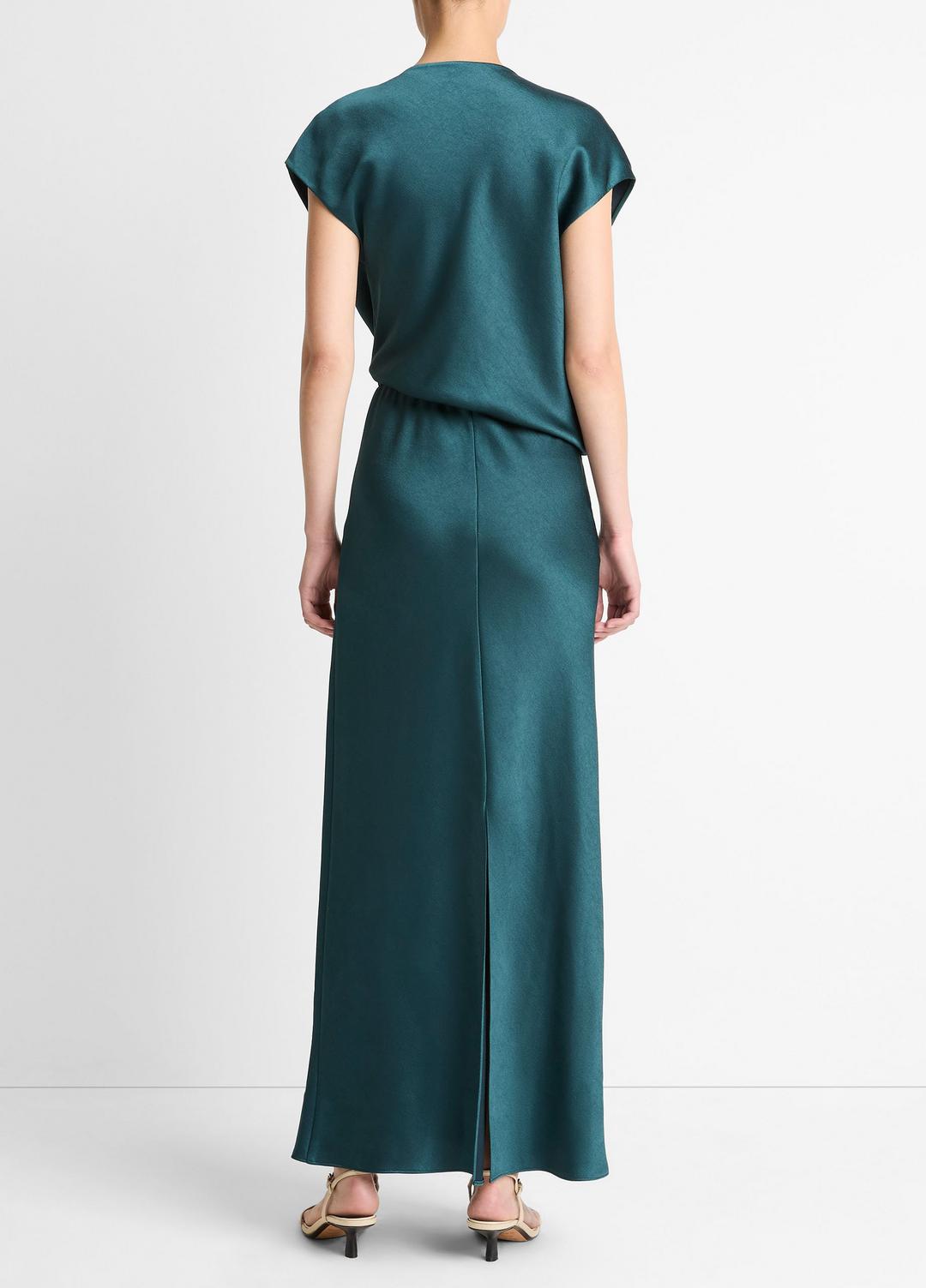 VINCE Women Draped Satin Cowl-Neck Dress in Dresses