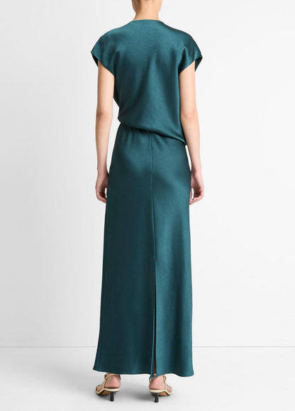 VINCE Women Draped Satin Cowl-Neck Dress in Dresses