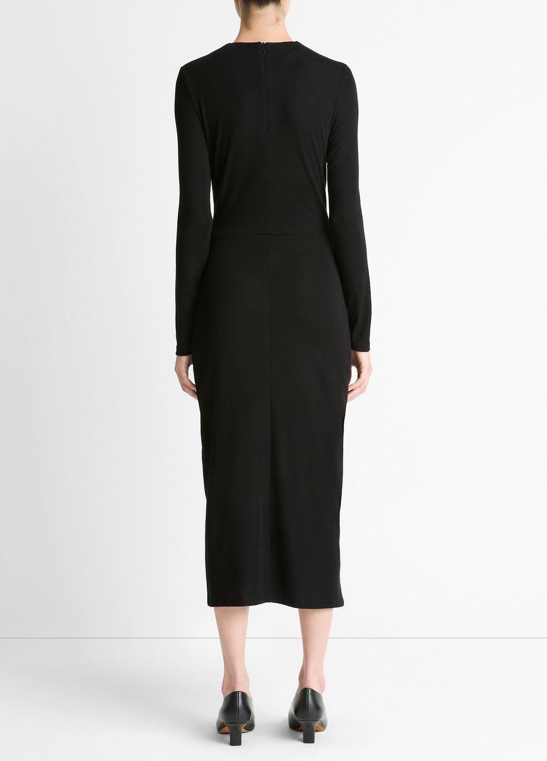 VINCE Women Cinched-Waist Wool-Blend Long-Sleeve Dress in Dresses