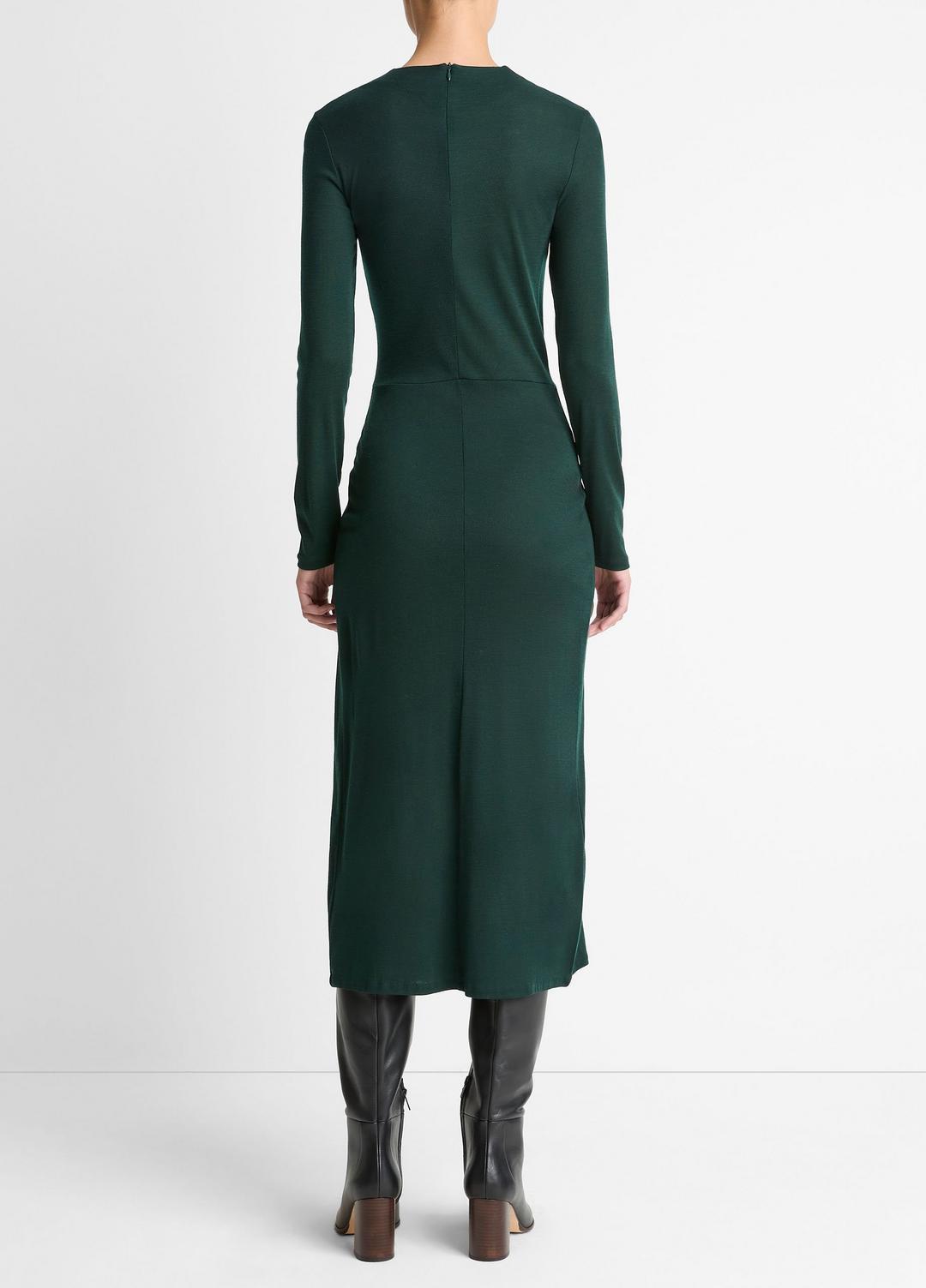 VINCE Women Cinched-Waist Wool-Blend Long-Sleeve Dress in Dresses