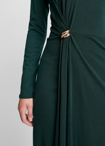 VINCE Women Cinched-Waist Wool-Blend Long-Sleeve Dress in Dresses