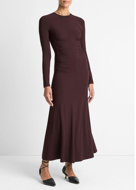 VINCE Women Ruched-Seam Long-Sleeve Dress in Dresses