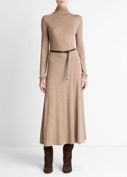 VINCE Women Cozy Jersey Funnel-Neck Long-Sleeve Dress in Dresses