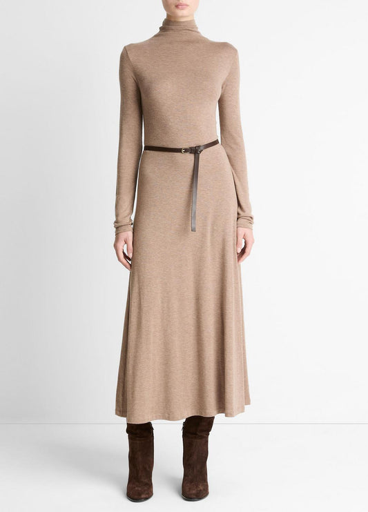 VINCE Women Cozy Jersey Funnel-Neck Long-Sleeve Dress in Dresses