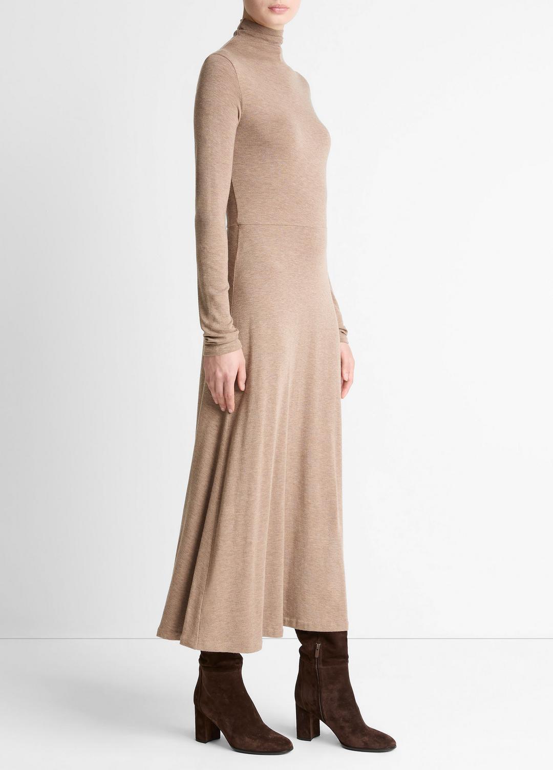 VINCE Women Cozy Jersey Funnel-Neck Long-Sleeve Dress in Dresses