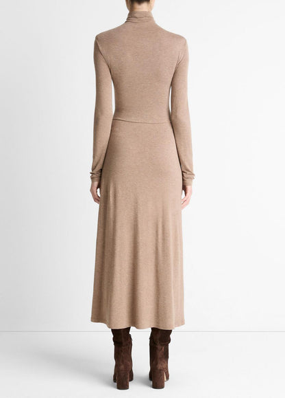 VINCE Women Cozy Jersey Funnel-Neck Long-Sleeve Dress in Dresses