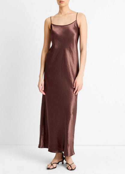 VINCE Women Satin Bias Maxi Slip Dress in Dresses