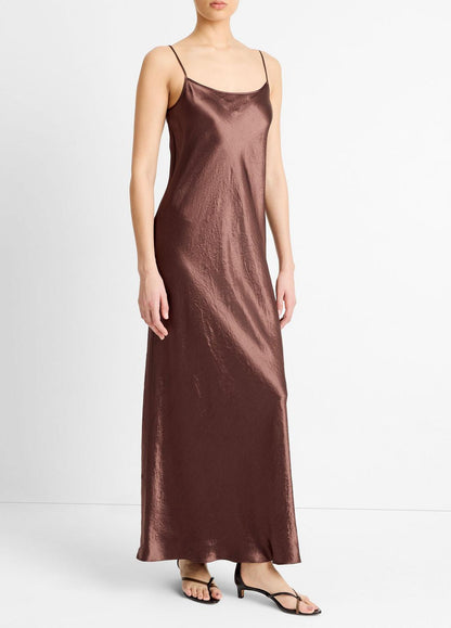 VINCE Women Satin Bias Maxi Slip Dress in Dresses