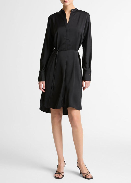 VINCE Women Matte Satin Band-Collar Dress in Dresses