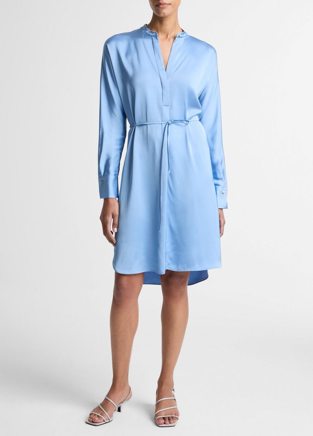 VINCE Women Matte Satin Band-Collar Dress in Dresses