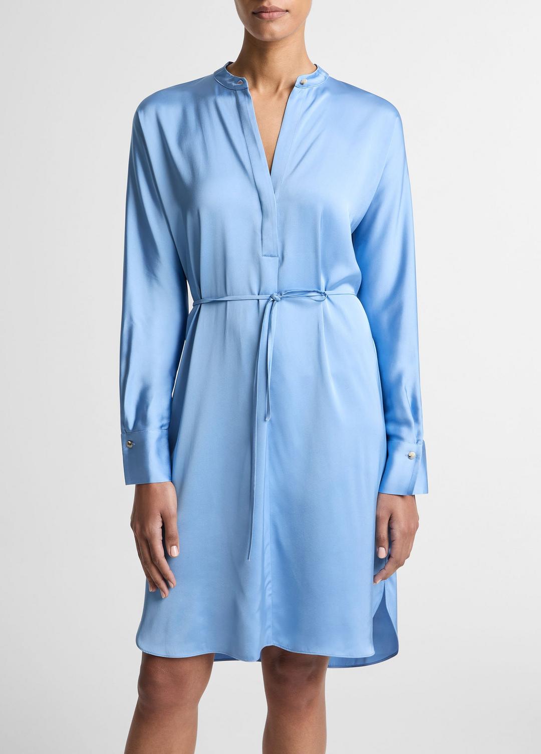 VINCE Women Matte Satin Band-Collar Dress in Dresses