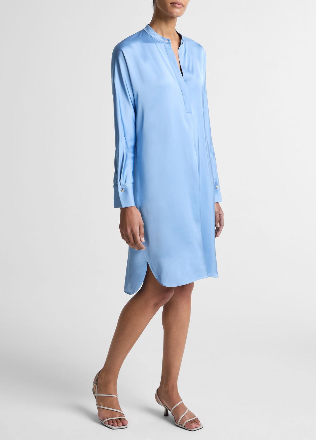 VINCE Women Matte Satin Band-Collar Dress in Dresses