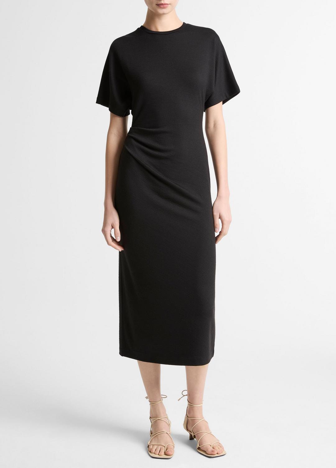VINCE Women Ruched-Side Matte Jersey Short-Sleeve Dress in Dresses