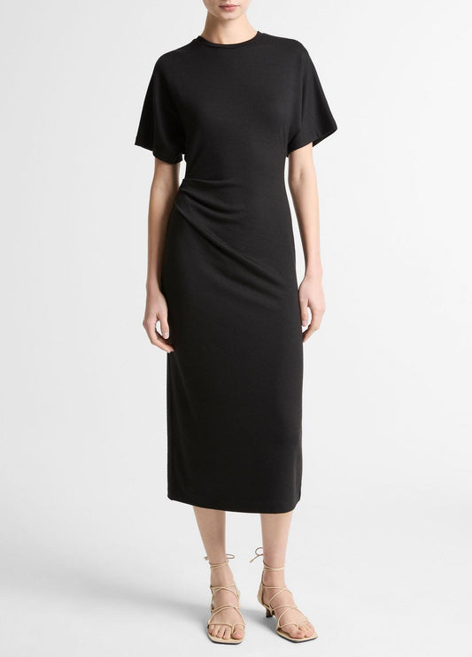 VINCE Women Ruched-Side Matte Jersey Short-Sleeve Dress in Dresses
